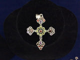 Vintage 925 Sterling Silver Genuine Garnet, Peridot, Amethyst Pendant 1834 - Ragtime Consignment Boutique