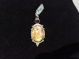 Vintage 925 Sterling Silver Pentant w cabochon Baltic Amber stone 7412-1393 - Ragtime Consignment Boutique