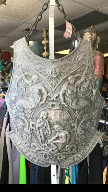 Vintage Extremely Rare 69 Original Design Ornate Cast Aluminum Breastplate