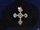 Vintage 925  Sterling Silver Genuine Garnet, Peridot, Amethyst Pendant 1834 - Ragtime Consignment Boutique