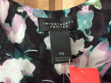 Size PS Ladies Investments black floral print pullover top NWT