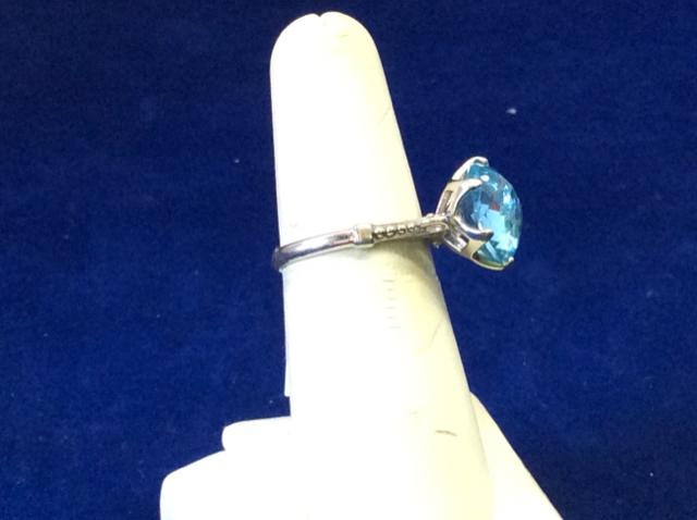 Sterling Silver Blue Agate cushion cut stone  Ring - Ragtime Consignment Boutique