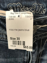 Womans Size 30 JEANS Miss Me Distressed Sheik