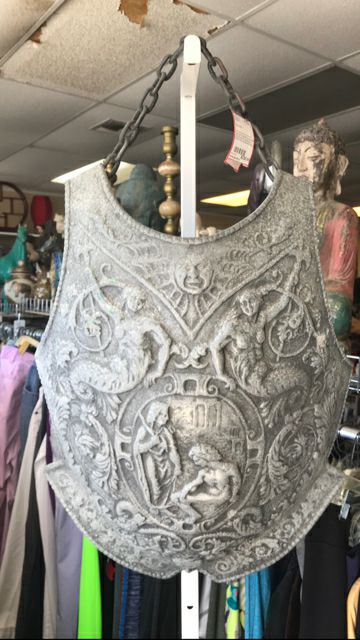 Vintage Extremely Rare 69 Original Design Ornate Cast Aluminum Breastplate