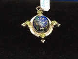 Vintage PENDANT 925 sterling silver multi colorstone w Peridot accent 7412-1402 - Ragtime Consignment Boutique