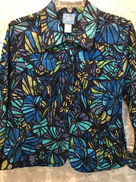 Size Small  Lara Lane blue  w collar floral