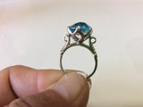 Sterling Silver Blue Agate cushion cut stone  Ring - Ragtime Consignment Boutique